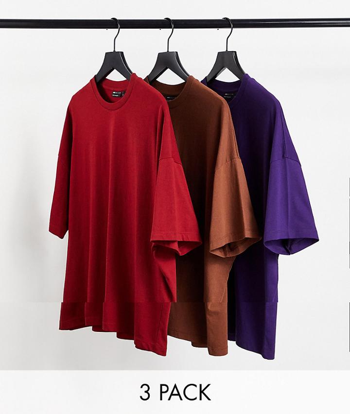Asos Design 3 Pack Oversized T-shirt-multi
