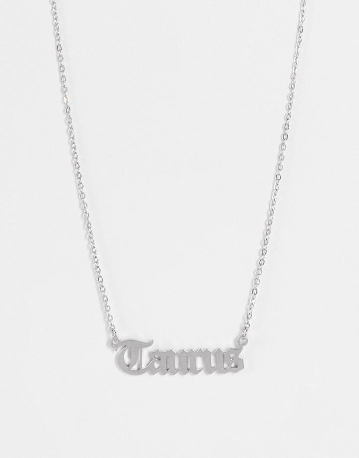 Designb London Taurus Stainless Steel Starsign Necklace In Silver