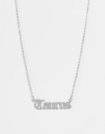 Designb London Taurus Stainless Steel Starsign Necklace In Silver