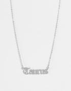 Designb London Taurus Stainless Steel Starsign Necklace In Silver