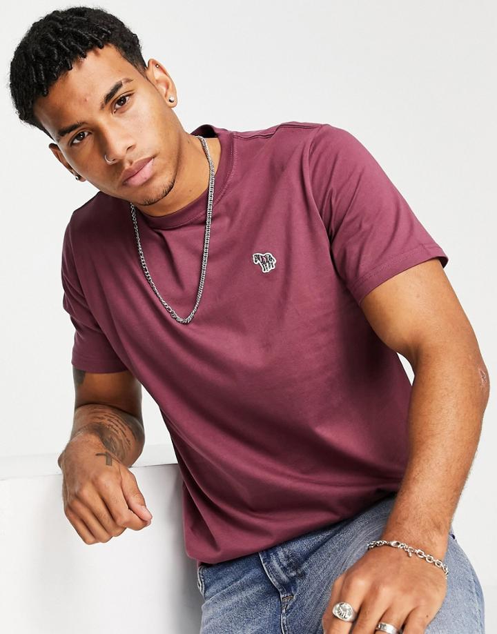 Ps Paul Smith Zebra Logo T-shirt In Burgundy-red