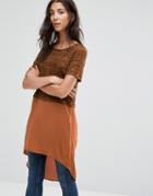 Vero Moda Juca Contrast Fabric Long Tunic Top - Orange