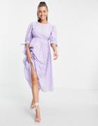Asos Design Eyelet Maxi Smock Dress With Open Back In Lilac-purple