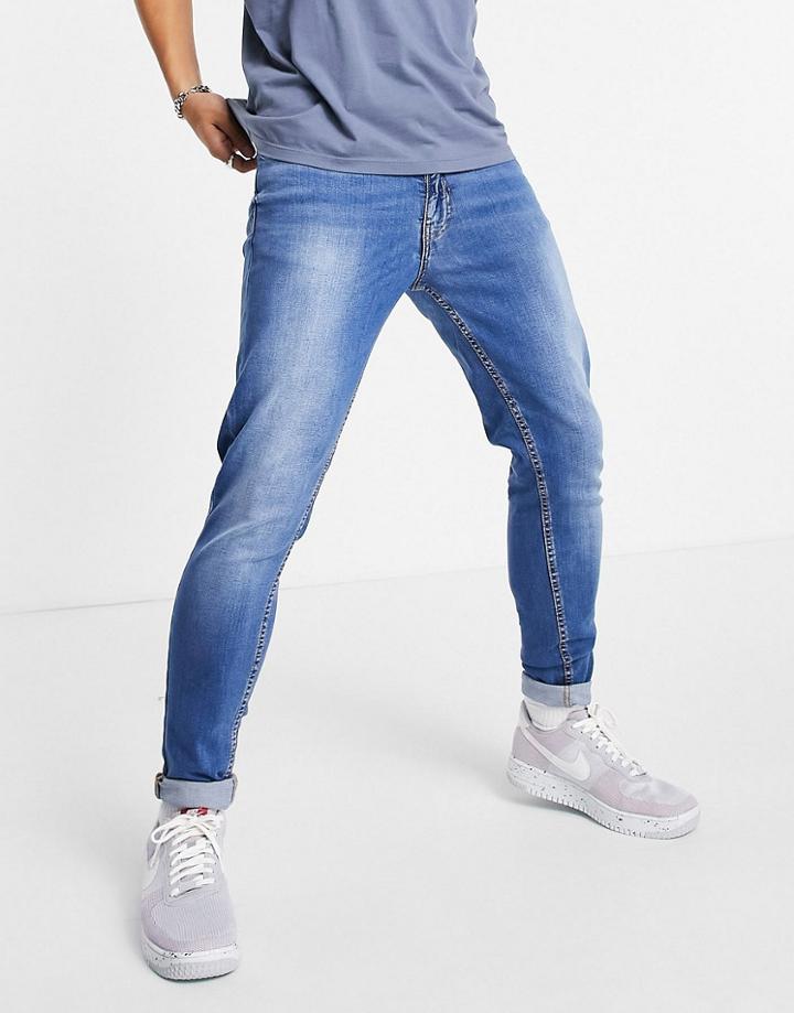 Don't Think Twice Skinny Fit Jeans In Mid Blue-blues