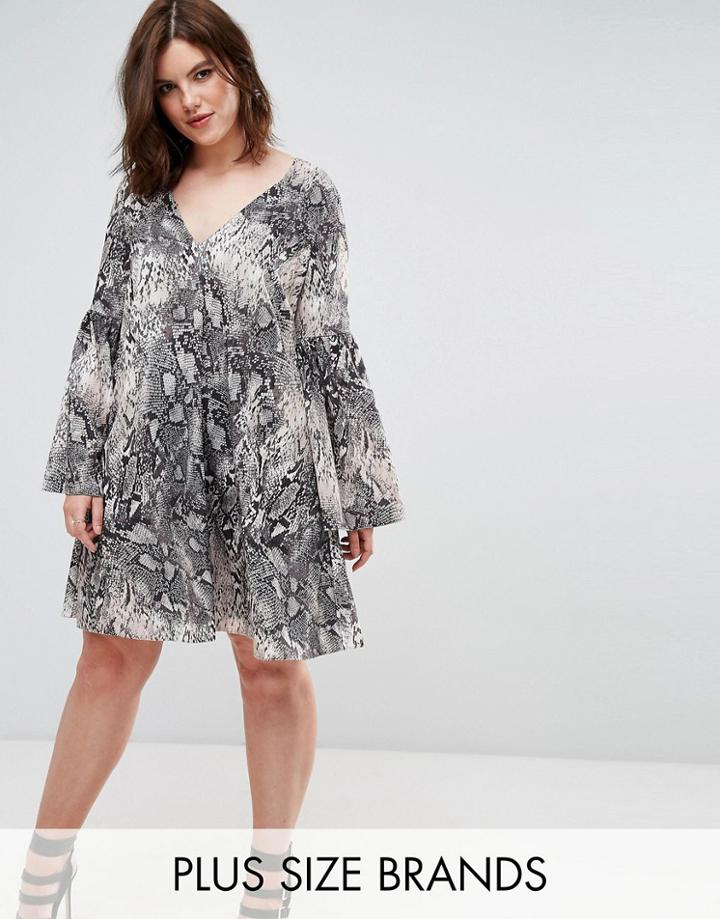 Elvi Snake Print Gypsy Dress - Multi