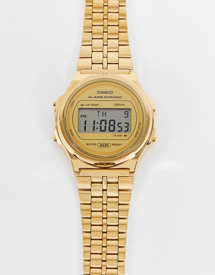 Casio Vintage Unisex Round Bracelet Watch In Gold A171weg-9aef