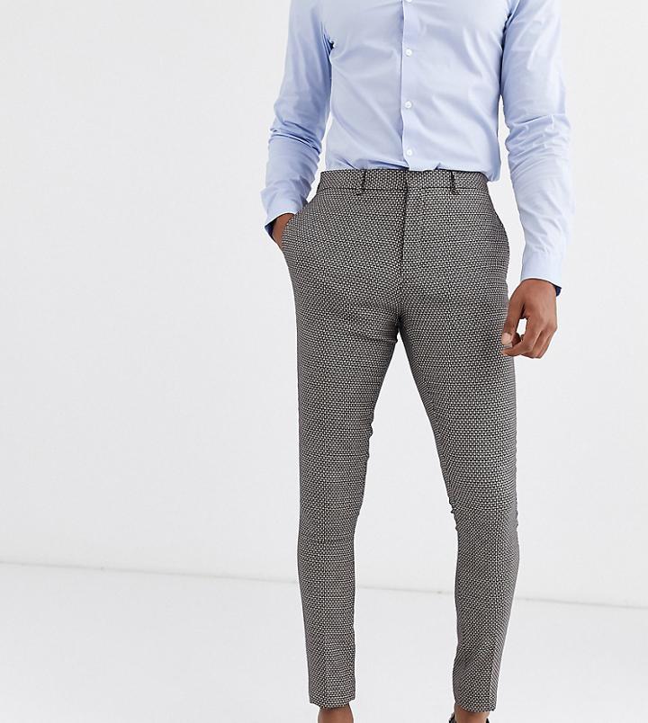 Asos Design Tall Wedding Super Skinny Suit Pants In Micro Texture In Tan-brown