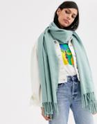 Monki Knitted Scarf In Sage Green
