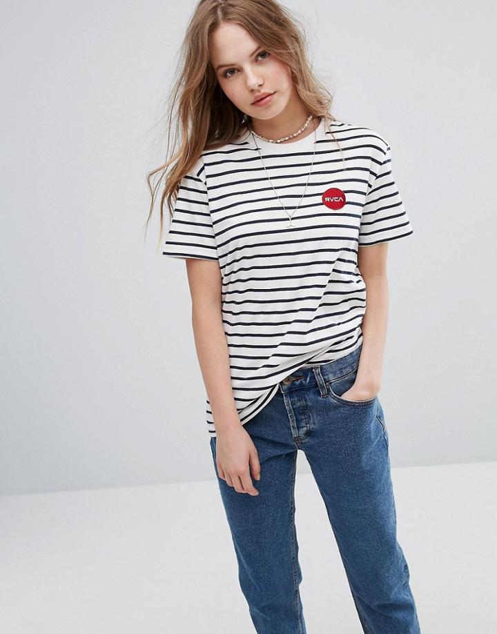 Rvca Boyfriend T-shirt With In Stripe - Navy