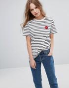 Rvca Boyfriend T-shirt With In Stripe - Navy
