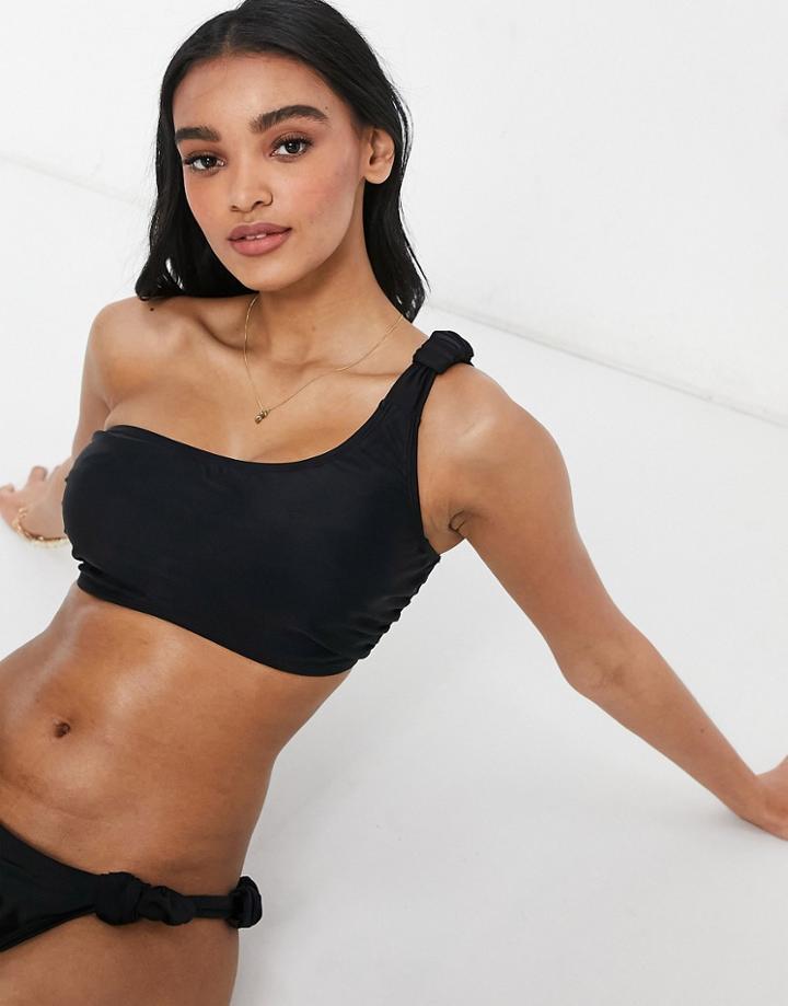 Ivory Rose Fuller Bust Mix & Match One Shoulder Bikini Top In Black