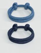 Asos Rope Bracelet Pack In Denim - Blue