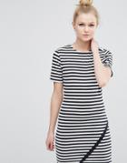 Asos Petite Striped Asymmetric Bodycon Dress - Multi