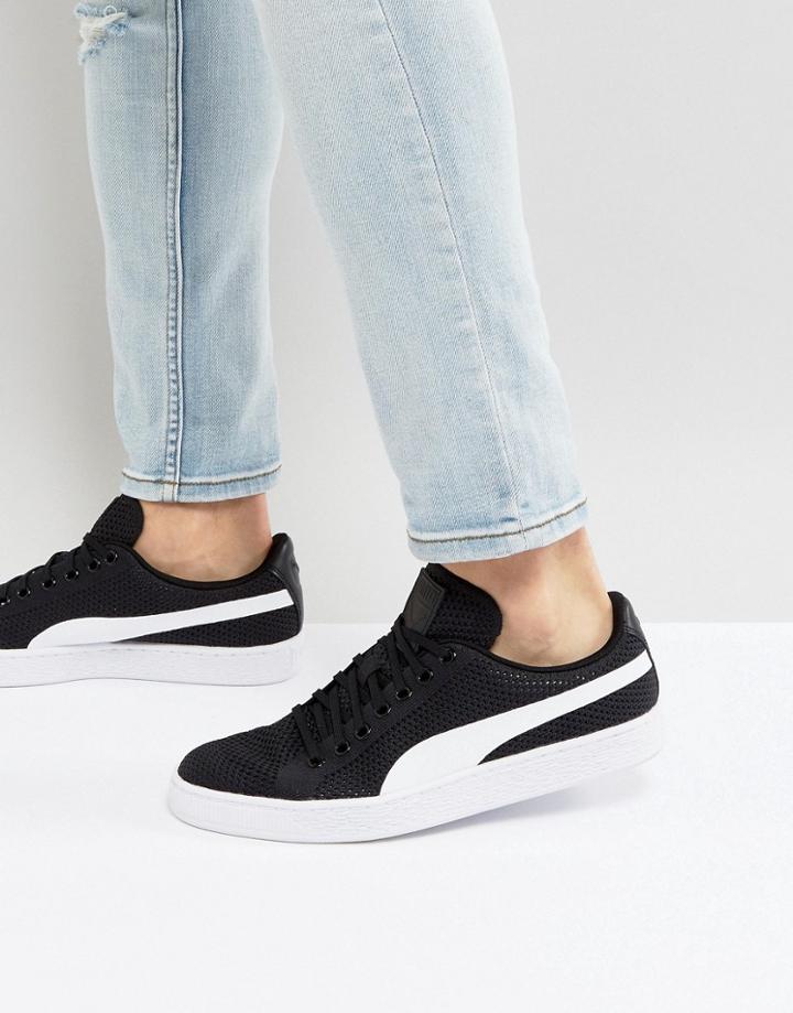Puma Basket Classic Evo Knit Sneakers - Black