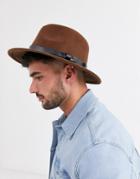 River Island Fedora In Brown Hat