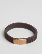 Emporio Armani Textured Leather Bracelet In Brown - Brown