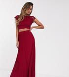 Tfnc Bridesmaid Pleated Maxi Skirt In Wine-red