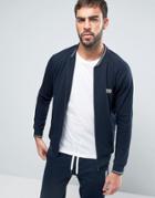 Boss By Hugo Boss Zip Thru Sweat Top With Logo - Navy