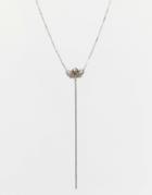 Regal Rose Moon Harvest Black Mother Of Pearl Lariat Necklace - Silver