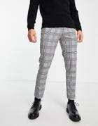 River Island Tapered Smart Pants In Gray Plaid
