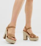 New Look Espadrille Heeled Sandal In Tan-brown