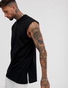 Asos Design Oversized Super Longline Sleeveless T-shirt In Black - Black