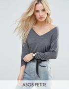 Asos Petite The New Forever T-shirt With Long Sleeves And Dip Back - G