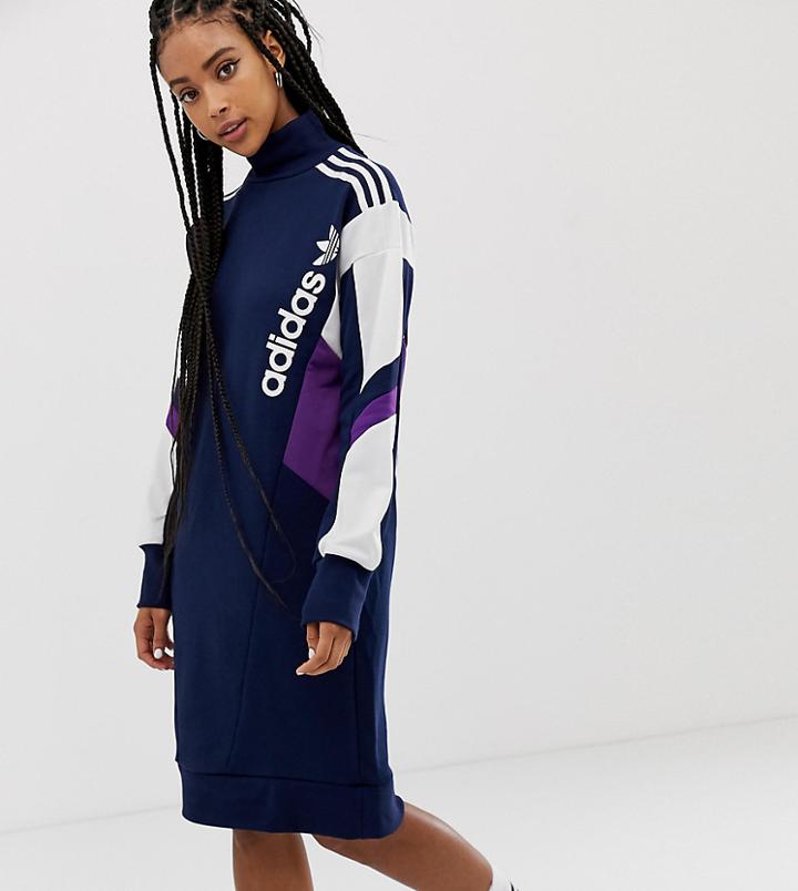 Adidas High Neck Trefoil Dress - Blue