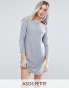 Asos Petite Sweater Dress In Ripple Stitch - Gray
