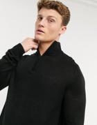 Lambretta High Neck Half Zip Sweater In Black