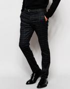 Selected Homme Brushed Check Pants In Skinny Fit - Gray