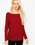 Asos Top With Off Shoulder Detail In Slouchy Fabric - Red