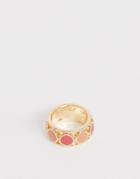 Asos Design Ring With Circle Stone Detail In Gold Tone - Gold