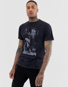 Religion T-shirt With Band Print In Vintage Black - Black