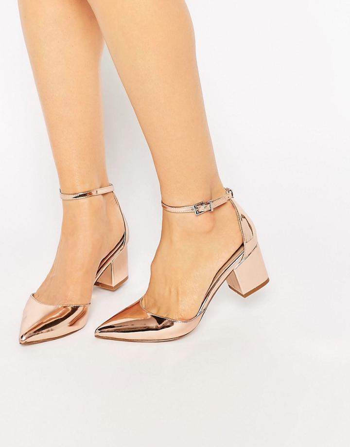 Asos Space Pointed Heels - Nude Metallic