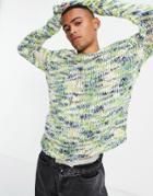Asos Design Heavyweight Hand Knit-look Sweater In Green Twist