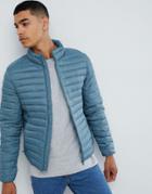 Pull & Bear Quilted Jacket In Blue - Blue