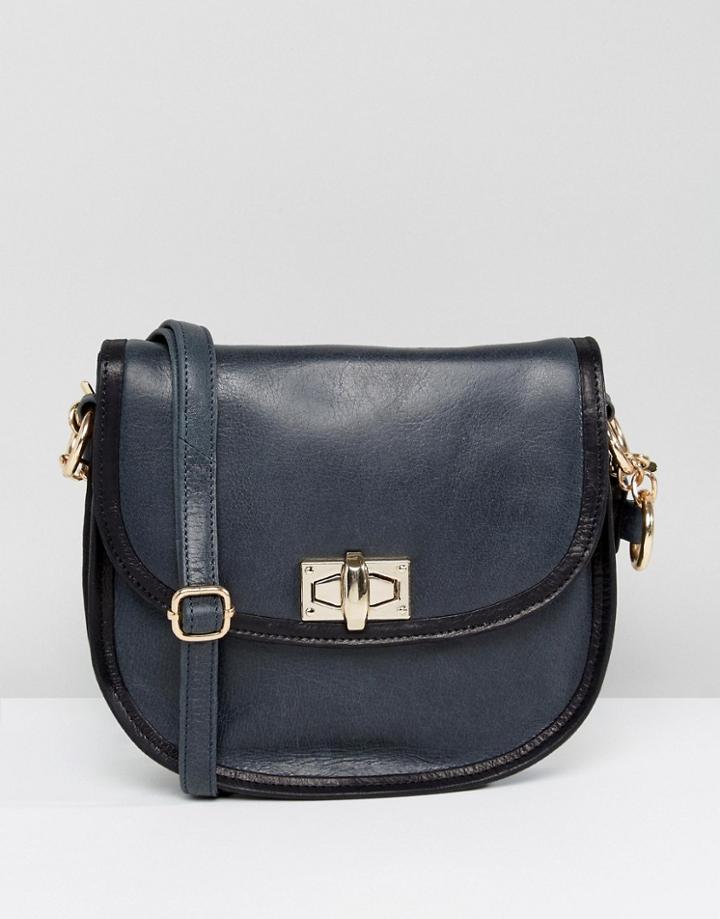 Urbancode Leather Saddle Bag - Navy