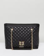 Love Moschino Quilted Shopper With Logo - Black