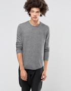 Asos Cotton Sweater With Curved Hem - Gray
