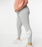 Nike Plus Essential Leggings In Gray With Futura Logo Print-grey
