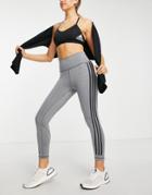 Adidas Training Future Icons Wrapped Stripe Leggings In Gray