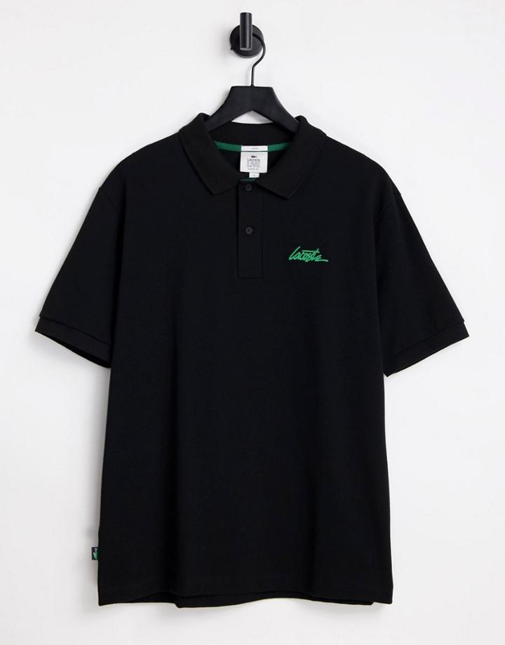 Lacoste Script Logo Polo In Black