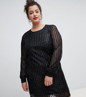 Vero Moda Curve Glitter Stripe Dress - Black