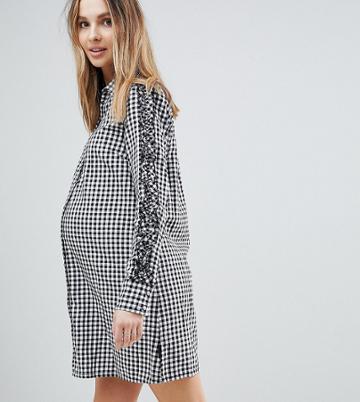 Supermom Maternity Gingham Shirt Dress - Black