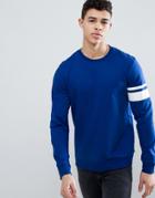 Only & Sons Sweatshirt With Arm Stripe - Blue