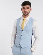Harry Brown Skinny Fit Plain Suit Suit Vest-blues