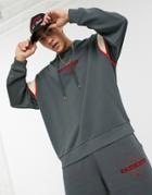 Asos Design Set Oversized Hoodie With Chicago Retro Print-grey