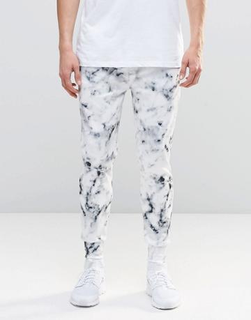 N1sq Marble Print Neoprene Joggers - White