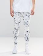 N1sq Marble Print Neoprene Joggers - White